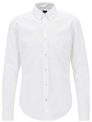 HUGO BOSS Slim-fit long-sleeved shirt in fil-à-fil cotton