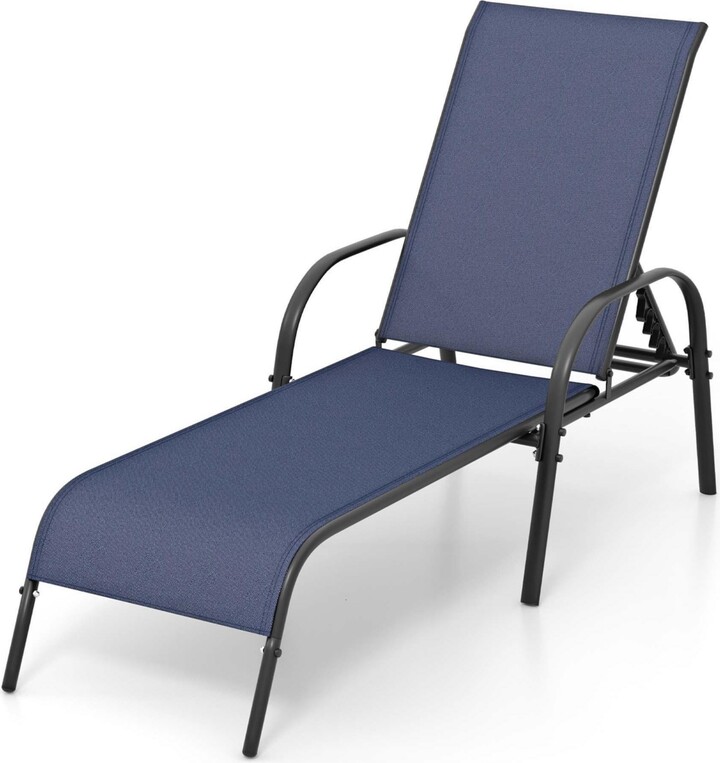 Gymax Lounge Chair Chaise Adjustable Reclining Armrest Patio