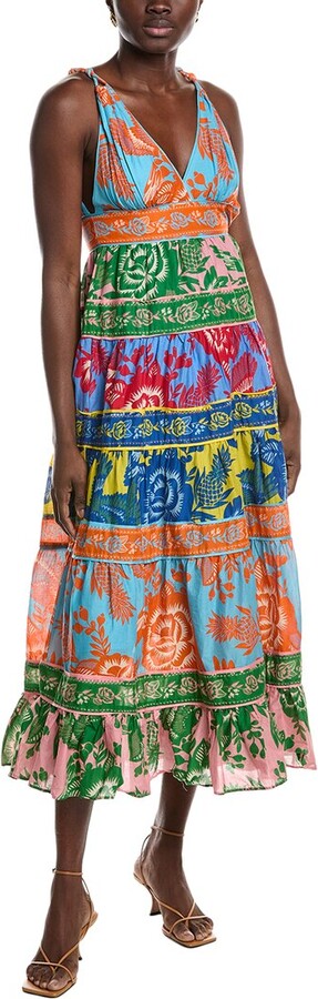 Farm Rio Lace Garden Mix Midi Dress