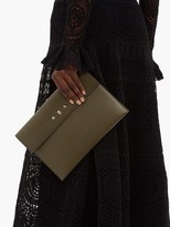 Thumbnail for your product : Alexander McQueen Skull Envelope Leather Clutch Bag - Khaki