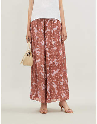 Diane von Furstenberg Harper drawstring-waist floral silk-blend fil coupe trousers