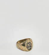 Thumbnail for your product : Reclaimed Vintage Inspired Patterned Signet Ring In Gold Exclusive To ASOS
