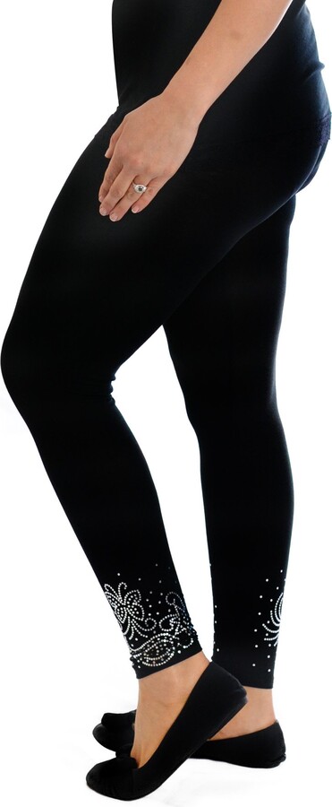 marajah Womens Leggings Plus Size Ladies Foil Glitter Trouser Butterfly Cuff 12-30 (UK24-26 - ShopStyle