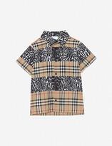 Thumbnail for your product : Burberry Ascot checked leopard-print cotton shirt 3-14 years