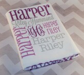 Thumbnail for your product : Etsy Sale Sale Monogram Baby Blanket Personalized Name Receiving Gift Newborn Photo Prop