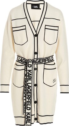Karl Lagerfeld Paris Belted Long-Sleeved Cardigan