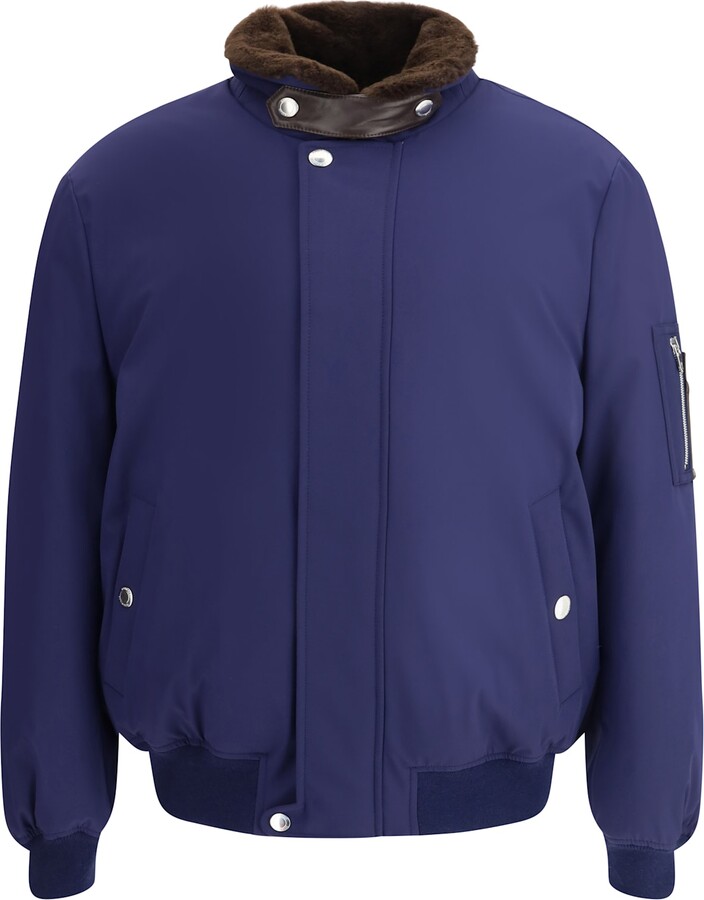 Brunello Cucinelli Nylon Down Jacket With A Shearling Collar