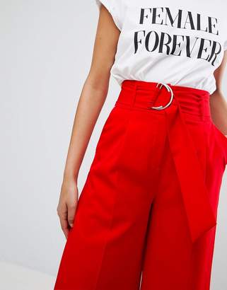 ASOS Clean Culotte with Oversized D Ring Detail Belt