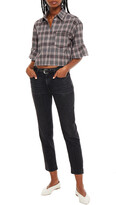Thumbnail for your product : Cinq à Sept Cropped Checked Cotton-flannel Shirt