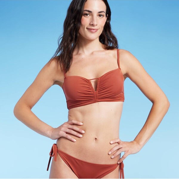 Women's Longline Cinch Front Keyhole Bikini Top - Shade & Shore™ Rust -  ShopStyle Two Piece Swimsuits