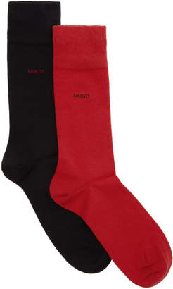 HUGO Two-Pack Black and Red RS Uni Socks