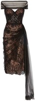 Thumbnail for your product : Alexander McQueen Sheer Draped Lace Corset Dress