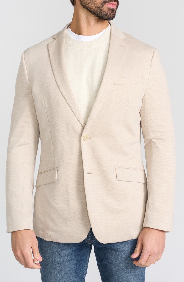 SAVILE ROW CO Tan Textured Neat Knit Sport Coat