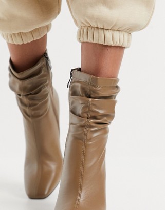 Simmi Shoes Simmi London Olivia heeled ankle boots with slouch detail in beige