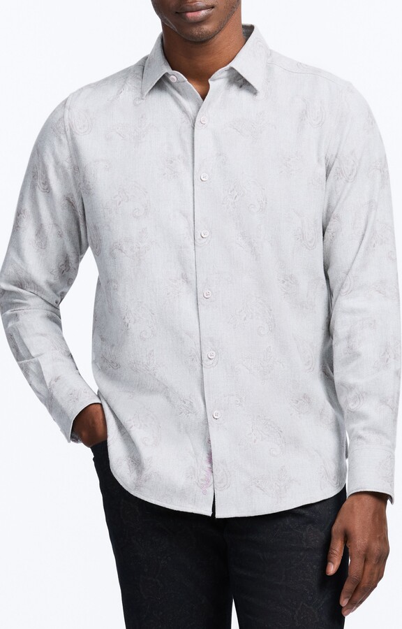 Robert Graham Knox Paisley Herringbone Cotton Button-Up Shirt