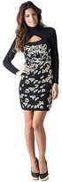 Thumbnail for your product : Yuka Paris TURTLE NECK OPEN CHEST LONG SLEEVE DRESS WITH FLOWERS DESIGN