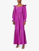 Thumbnail for your product : Self-Portrait Off-the-shoulder woven maxi dress