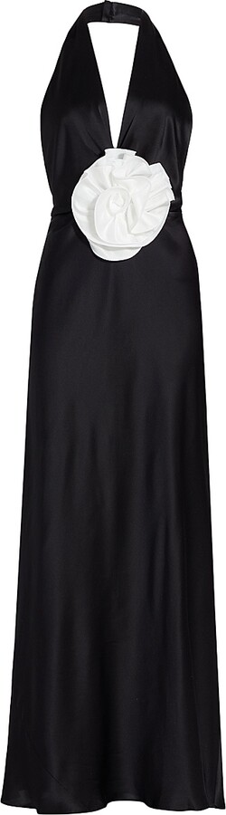 Women's Grayson Rosette Halter Gown - Noir - Size 12