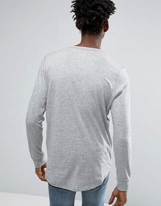Selected Longline Long Sleeve Top with Curved Hem