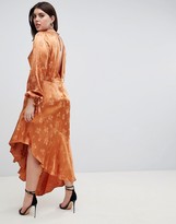 Thumbnail for your product : ASOS DESIGN Curve soft floral jacquard midi dress with asymmetric hem