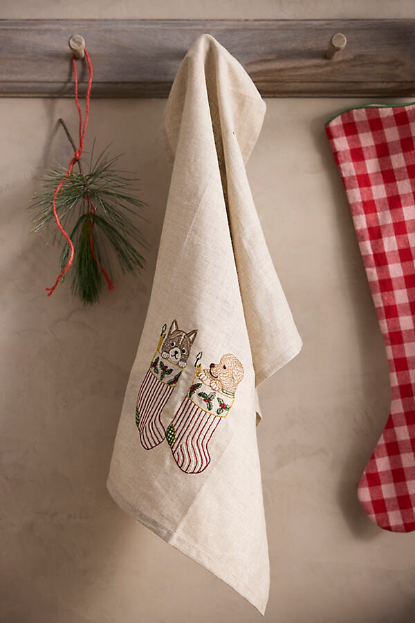 Coral Tusk Stockings Dish Towel at Terrain