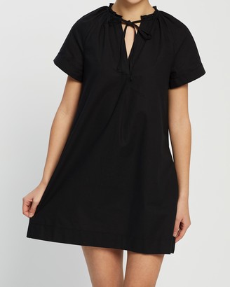 Atmos & Here Atmos&Here - Women's Black Mini Dresses - Samara Cotton Smock Dress - Size 8 at The Iconic