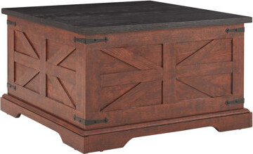 Gracie Oaks Farmhouse Square Wooden Coffee Table With Large Hidden Storage Compartment