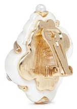 Kenneth Jay Lane Glass crystal gold plated shell clip earrings