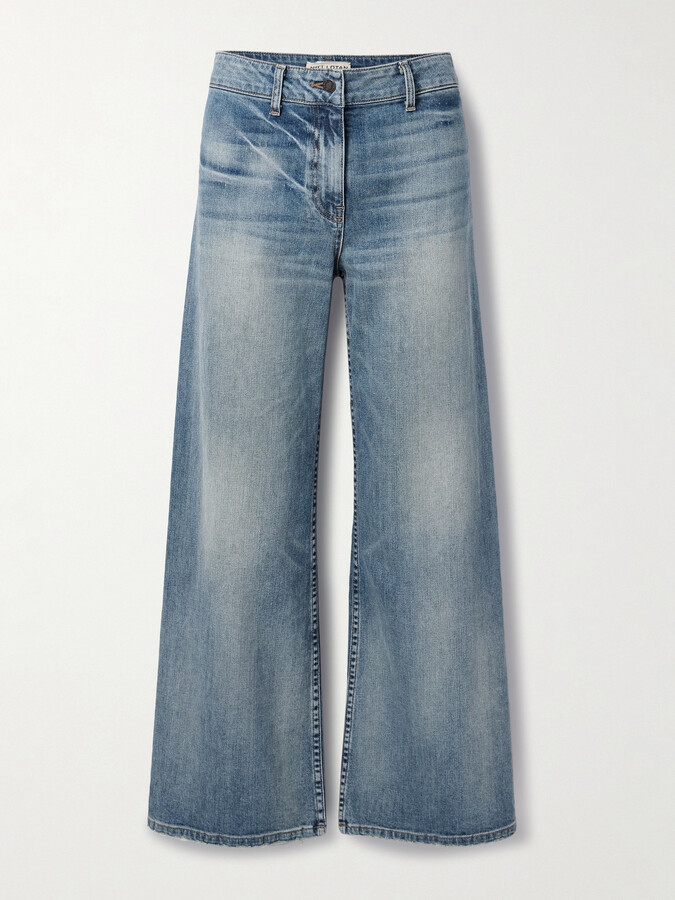 Nili Lotan Megan Distressed High-rise Wide-leg Jeans - Blue