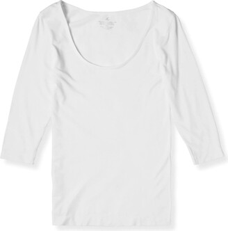 Boody Body EcoWear Womens Scoop Top Wide Neck Long Sleeve Layering Shirt  Small White - ShopStyle