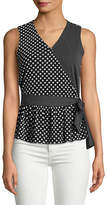 Thumbnail for your product : INC International Concepts Petite Polka Dot Wrap Ruffle Top