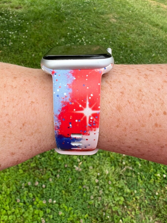 Red White & Blue Watch Band Compatible With Apple Samsung Garmin
