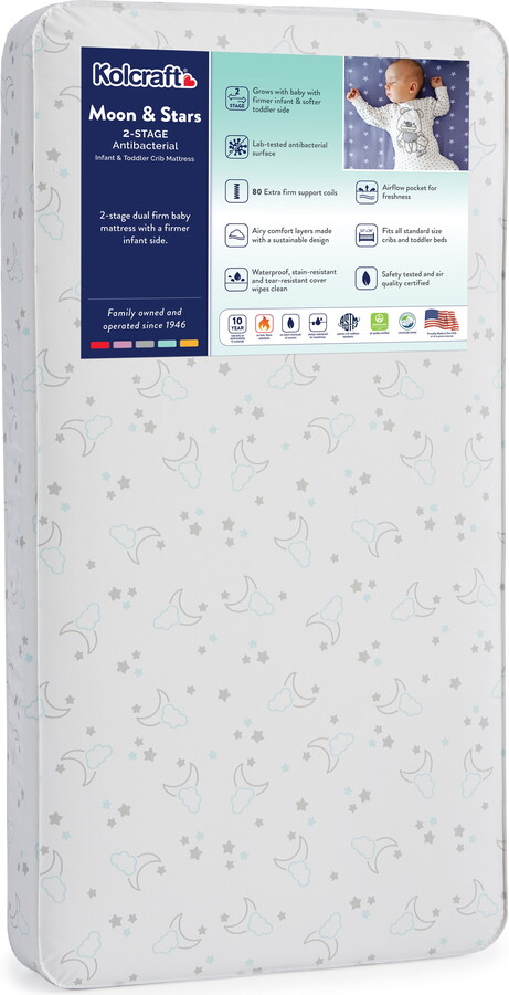 Kolcraft Dual Firm Crib and Toddler Mattress, Antibacterial and Waterproof