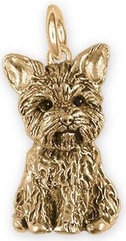 Etsy Yorkie Jewelry 14K Gold Handmade Yorkshire Terrier Charm Yk381x-Cg