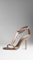 Thumbnail for your product : Burberry Panel Detail Suede T-Bar Sandals