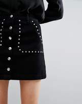 Thumbnail for your product : Pull&Bear Studded Denim A Line Skirt