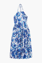 Thumbnail for your product : Caroline Constas Gretta Gathered Floral-print Cotton-blend Mousseline Halterneck Dress