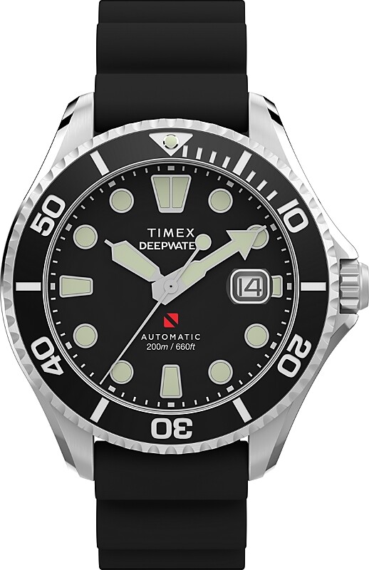 Timex Deepwater Meridian 200 Automatic Hnbr Rubber Strap Watch, 44mm
