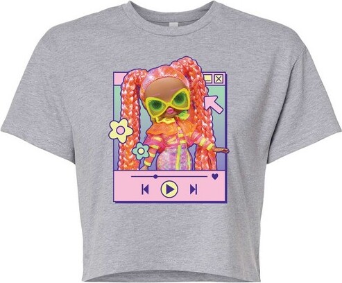 Women's LOL Surprise! Play Dazzle Music Cropped Graphic T-Shirt - Heather Grey - Small