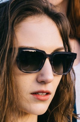 Shwood Women's 'Prescott' 52Mm Acetate & Wood Polarized Sunglasses - Black/ Ivory/ Elm/ G15 Polar