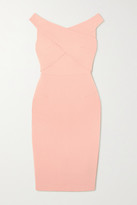 Thumbnail for your product : Roland Mouret Amarula Off-the-shoulder Wool-crepe Midi Dress - Pink