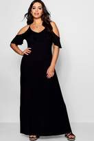 Thumbnail for your product : boohoo Plus Ruffle Detail Cold Shoulder Maxi Dress