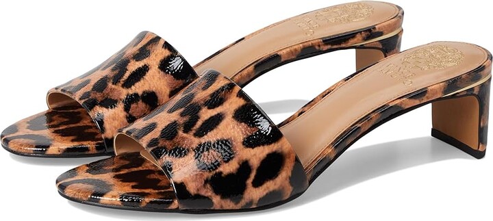 Vince Camuto Linanna Heeled Slide Sandals Women's Sandals Black/Natural : 8.5 M, Leather