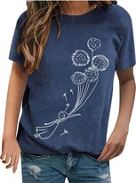 Thumbnail for your product : Kalorywee Coats KaloryWee Dandelion Printed T-Shirts for Women Short Sleeve Crew Neck Tops Ladies Casual Fashion Blouse S-3XL