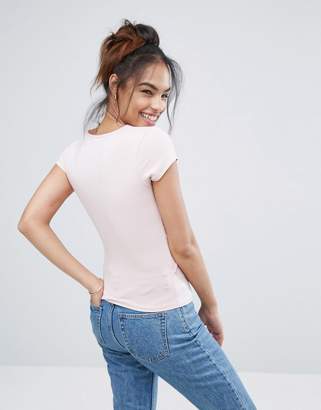 ASOS Design Top with Cap Sleeve and Twist Front Detail
