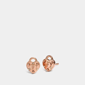 Coach Mini 18k Gold Plated Padlock Heart Stud Earrings