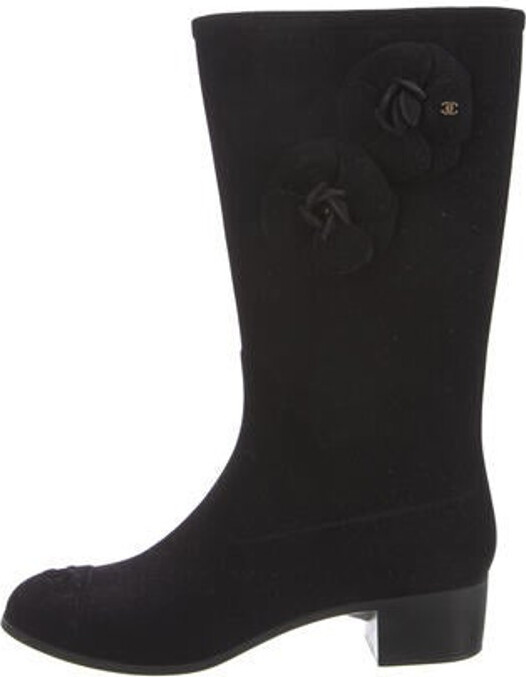 Chanel Interlocking CC Logo Velvet Boots ShopStyle