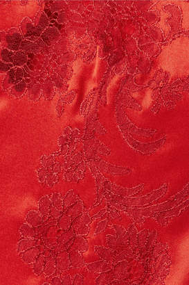 Carine Gilson Chantilly Lace-trimmed Silk-satin Camisole - Red