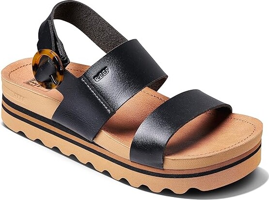 Reef Vista Hi Buckle Women's Shoes Black/Tan : 7 B - Medium Synthetic
