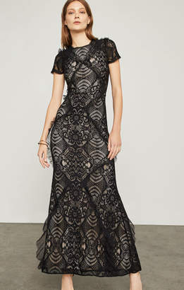 BCBGMAXAZRIA Abstract Floral Lace Gown